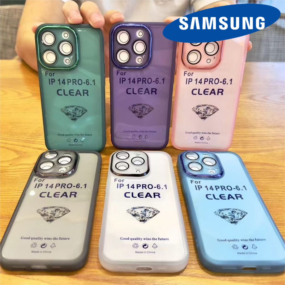 #17 Funda Transparente Colores con Protector de lente para Samsung galaxy serie S y A
