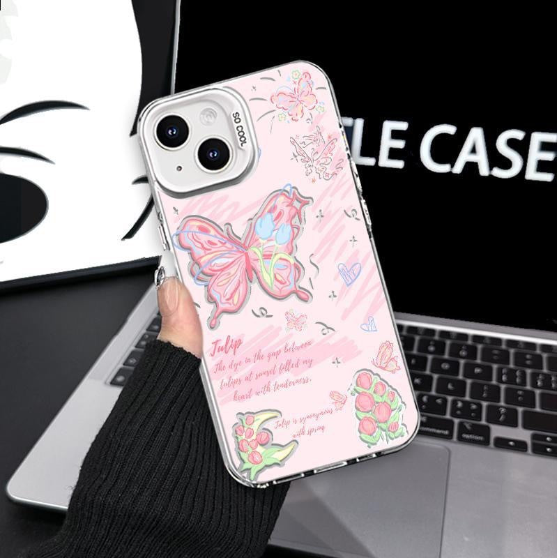 #31 iMD-Funda con Diseño de Mariposa y Flor para iPhone