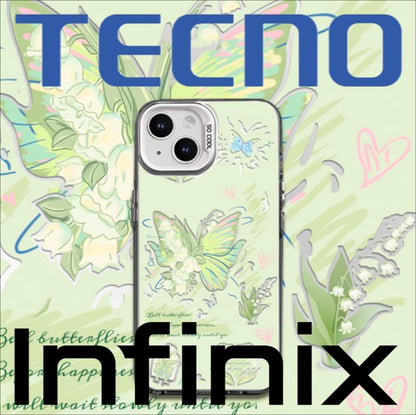 #31 iMD-Funda con Diseño de Mariposa y Flor para Tecno y Infinix