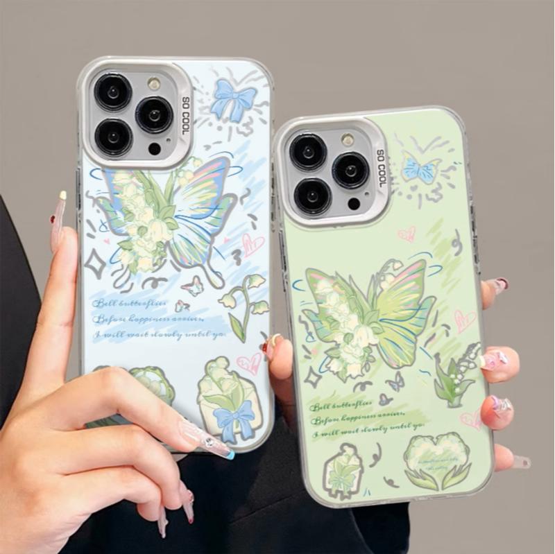 #31 iMD-Funda con Diseño de Mariposa y Flor para iPhone