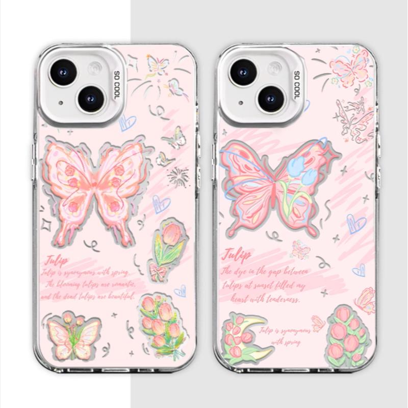 #31 iMD-Funda con Diseño de Mariposa y Flor para iPhone