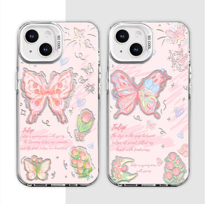 #31 iMD-Funda con Diseño de Mariposa y Flor para iPhone