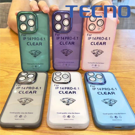 #17 Funda Transparente Colores con Protector de lente para Tecno